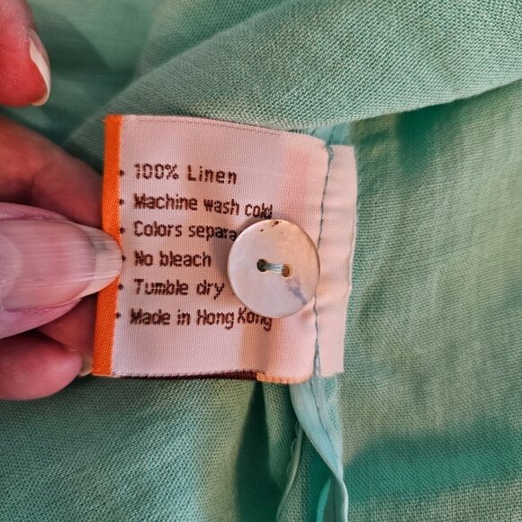 FRIDAZE Size Large Linen Wrinkle Resistant Redefined Tunic Turquoise Shirt - Picture 11 of 11